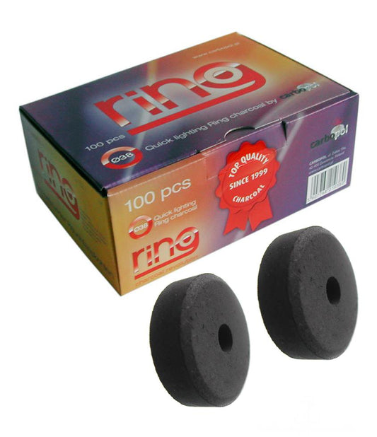 Carbopol RING Charcoal 38mm - Box of 20 Rolls (Total 100 Pieces)